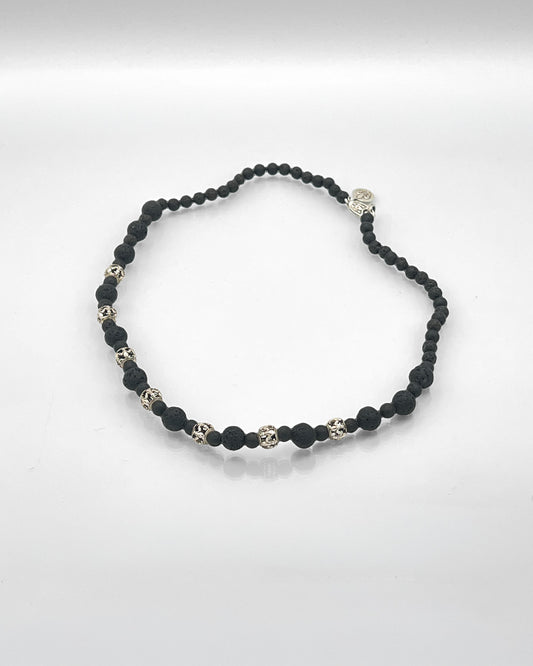 Sterling, Black Onyx & Lava Bead Necklace