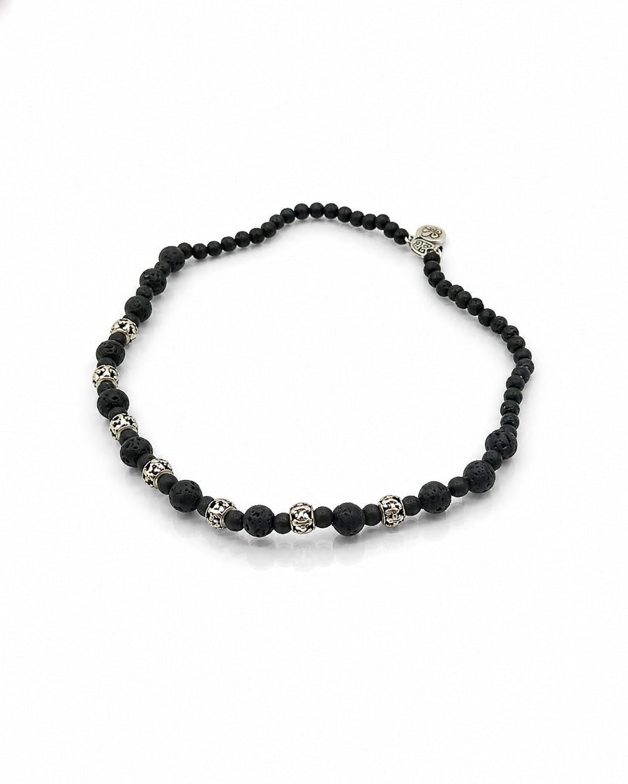 Sterling, Black Onyx & Lava Bead Necklace