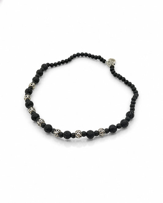 Sterling, Black Onyx & Lava Bead Necklace