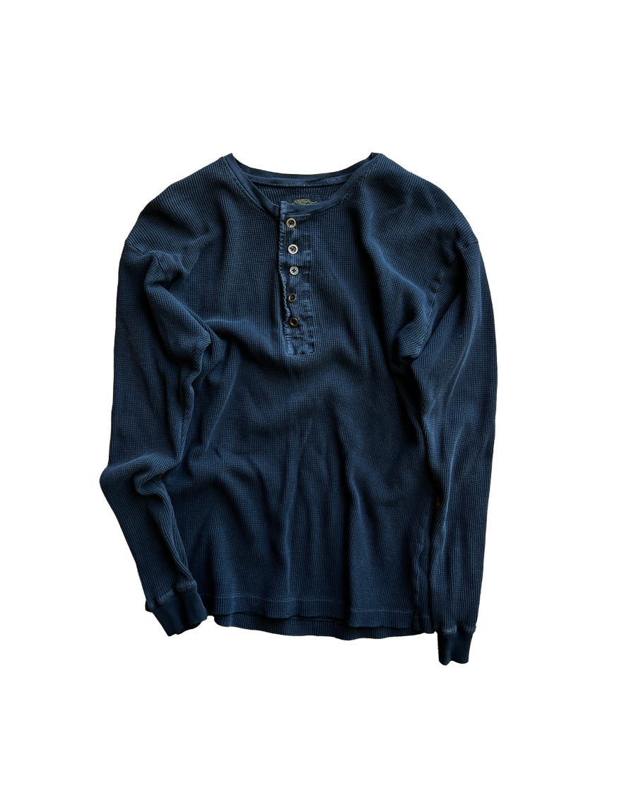 Black Long Sleeve Thermal Henley