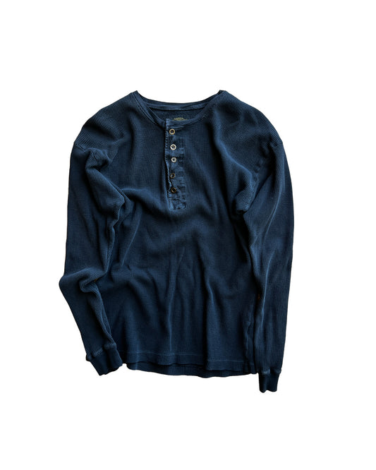 Black Long Sleeve Thermal Henley