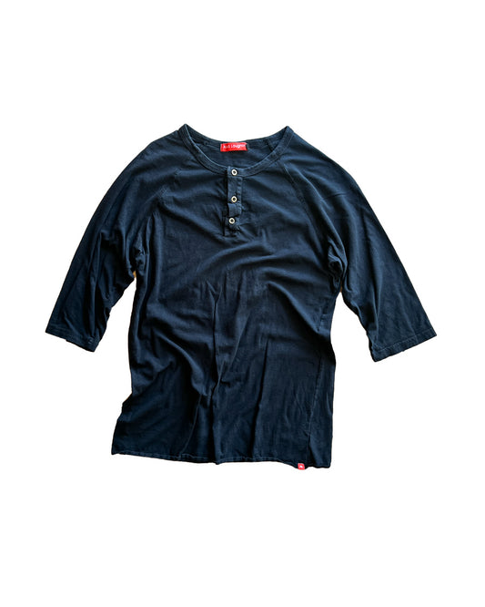 Black 3/4 Sleeve Raglan Henley