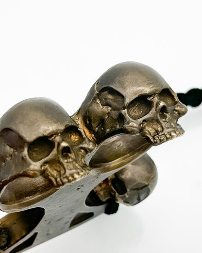 Obsidian Edge Heavy Brass / Bronze Skull Knuckle Display Piece — 6.2 oz