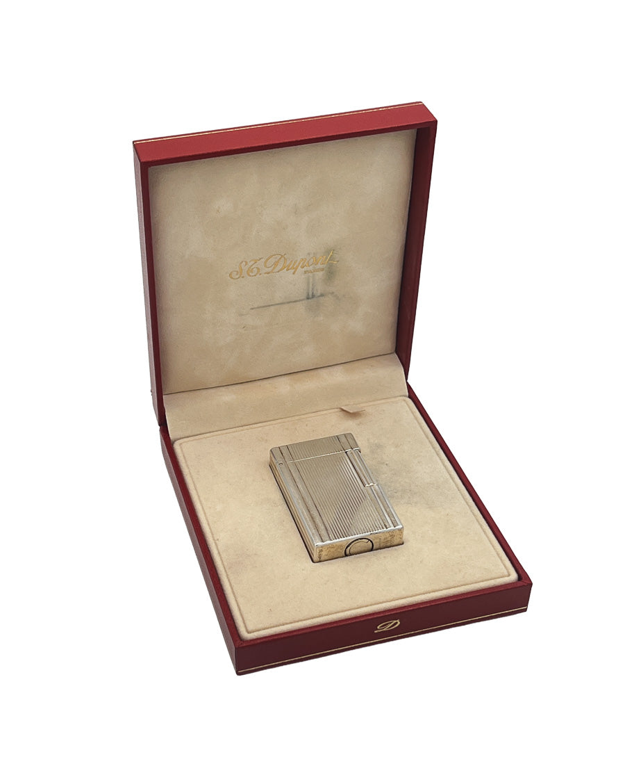 Vintage S.T. Dupont Paris Silver-Tone Butane Lighter Made in France with Original Box