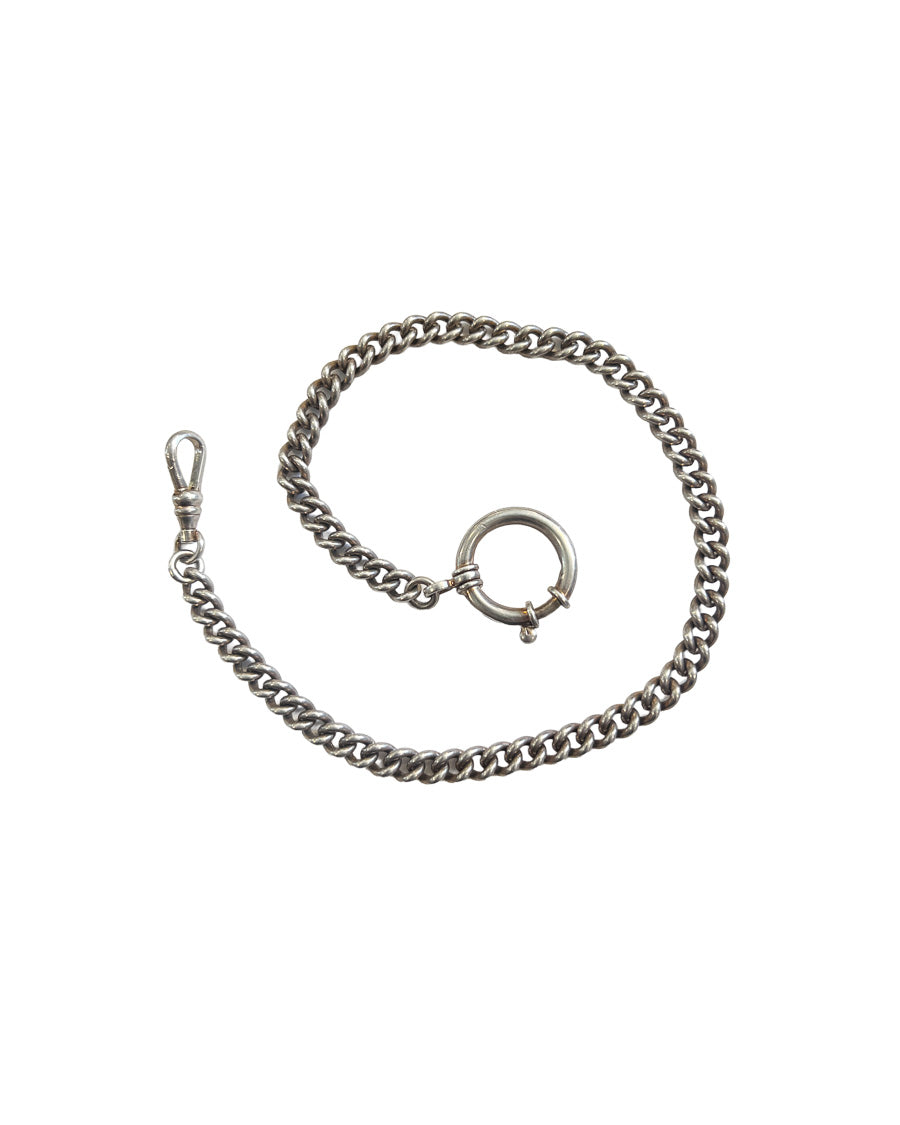 Antique Sterling Silver Curb Link Watch Chain — 22g