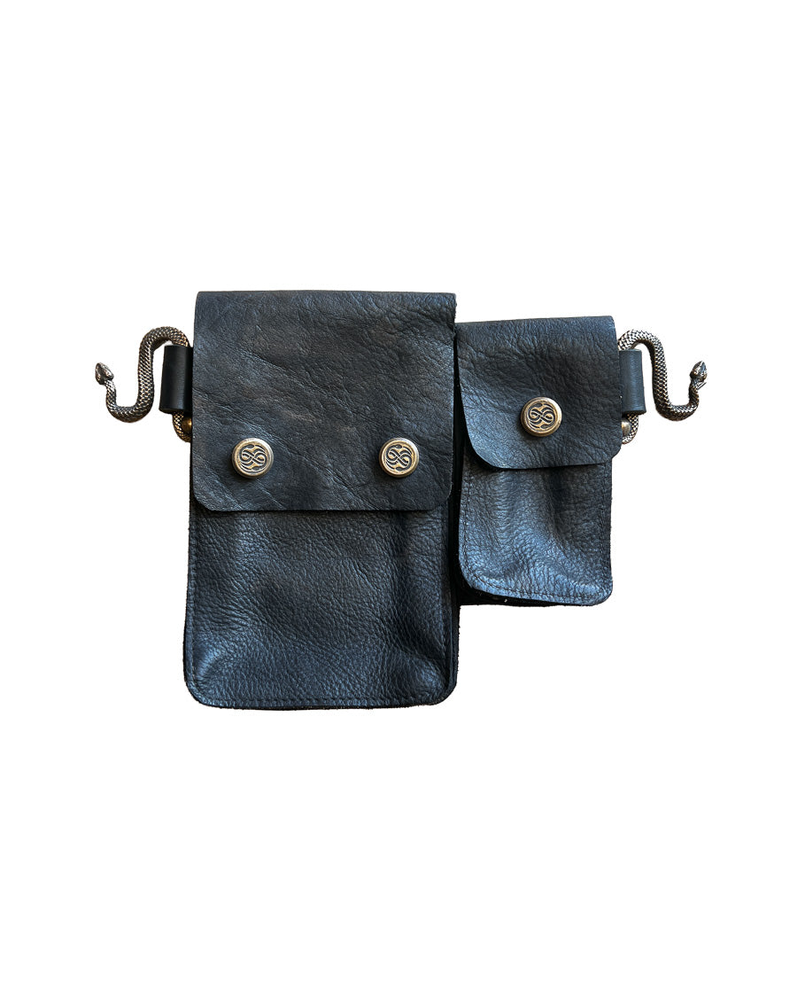Handmade Leather & Silicon Bronze Snake Hip Bag