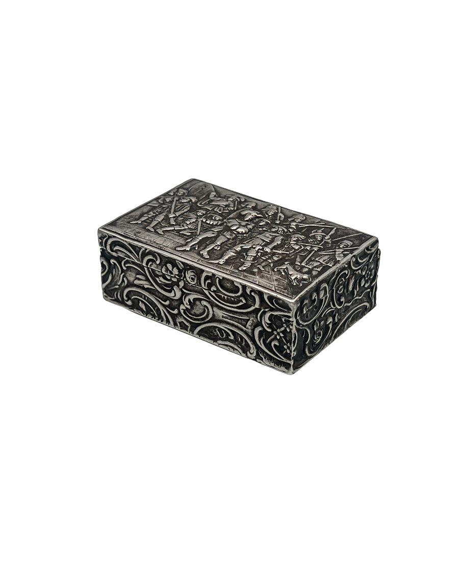 Vintage Dutch Silver “Night Watch” Rembrandt Relief Snuff / Trinket Box