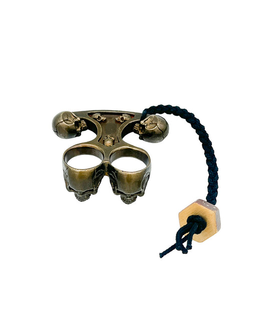 Obsidian Edge Heavy Brass / Bronze Skull Knuckle Display Piece — 6.2 oz