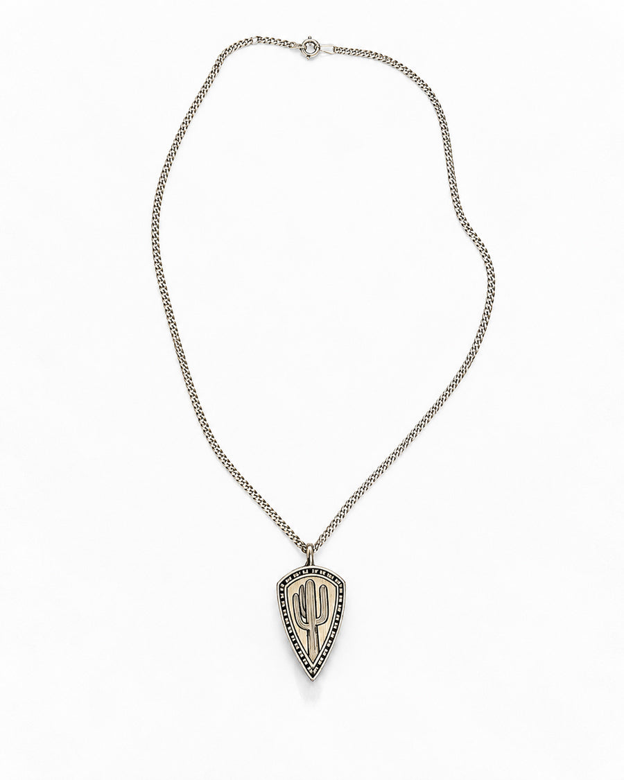 Engraved Saguaro Sterling Silver Pendant