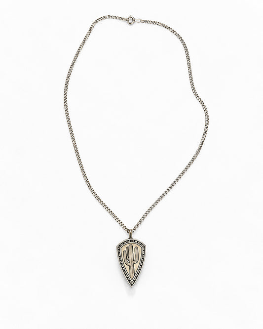 Engraved Saguaro Sterling Silver Pendant