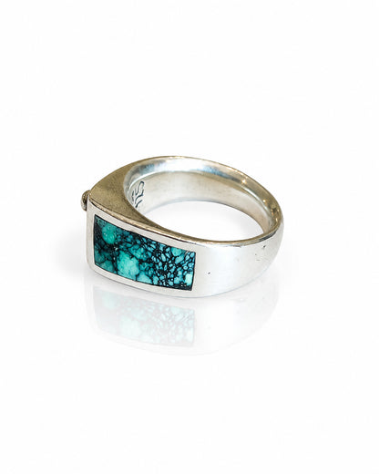 Sterling Silver Ring with Saguaro Motif and Variscite
