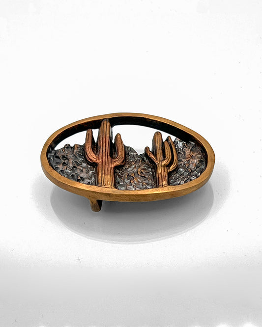 Bronze Belt Buckle, Saguaros