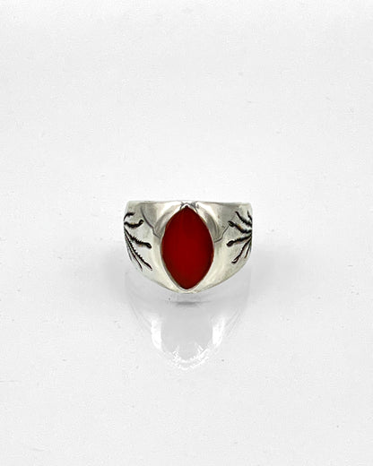 Sterling Silver Ring with Ocotillo Motif and Carnelian