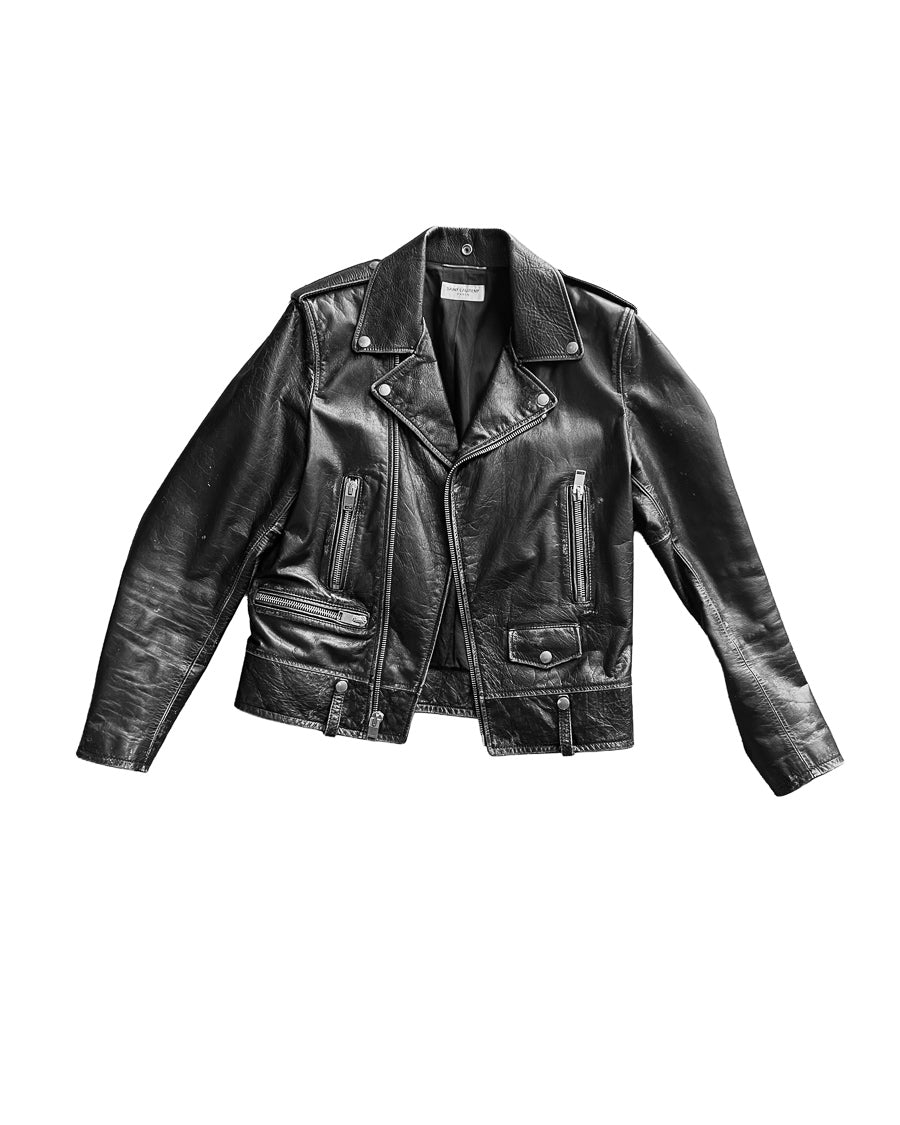 SAINT LAURENT PARIS — DISTRESSED LEATHER L01 MOTORCYCLE JACKET