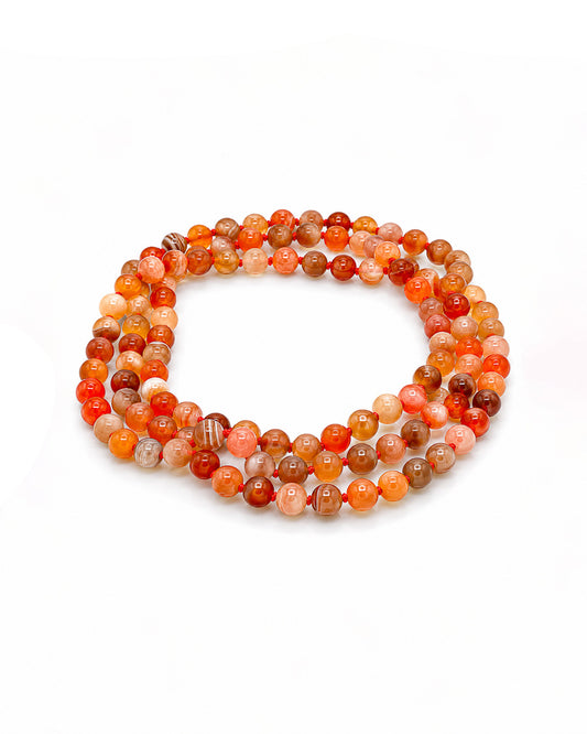 Agate Mala Bead Necklace