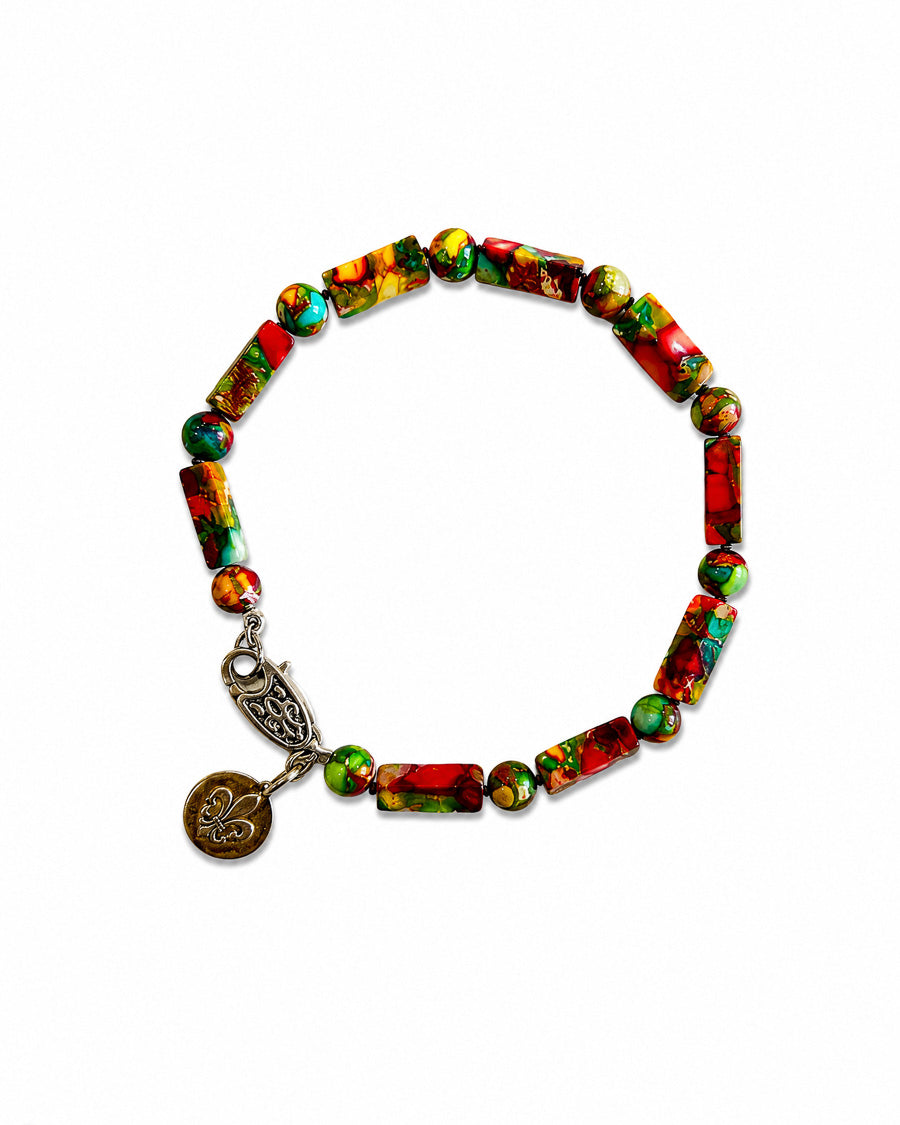 Alternating Rainbow Jasper Bracelet