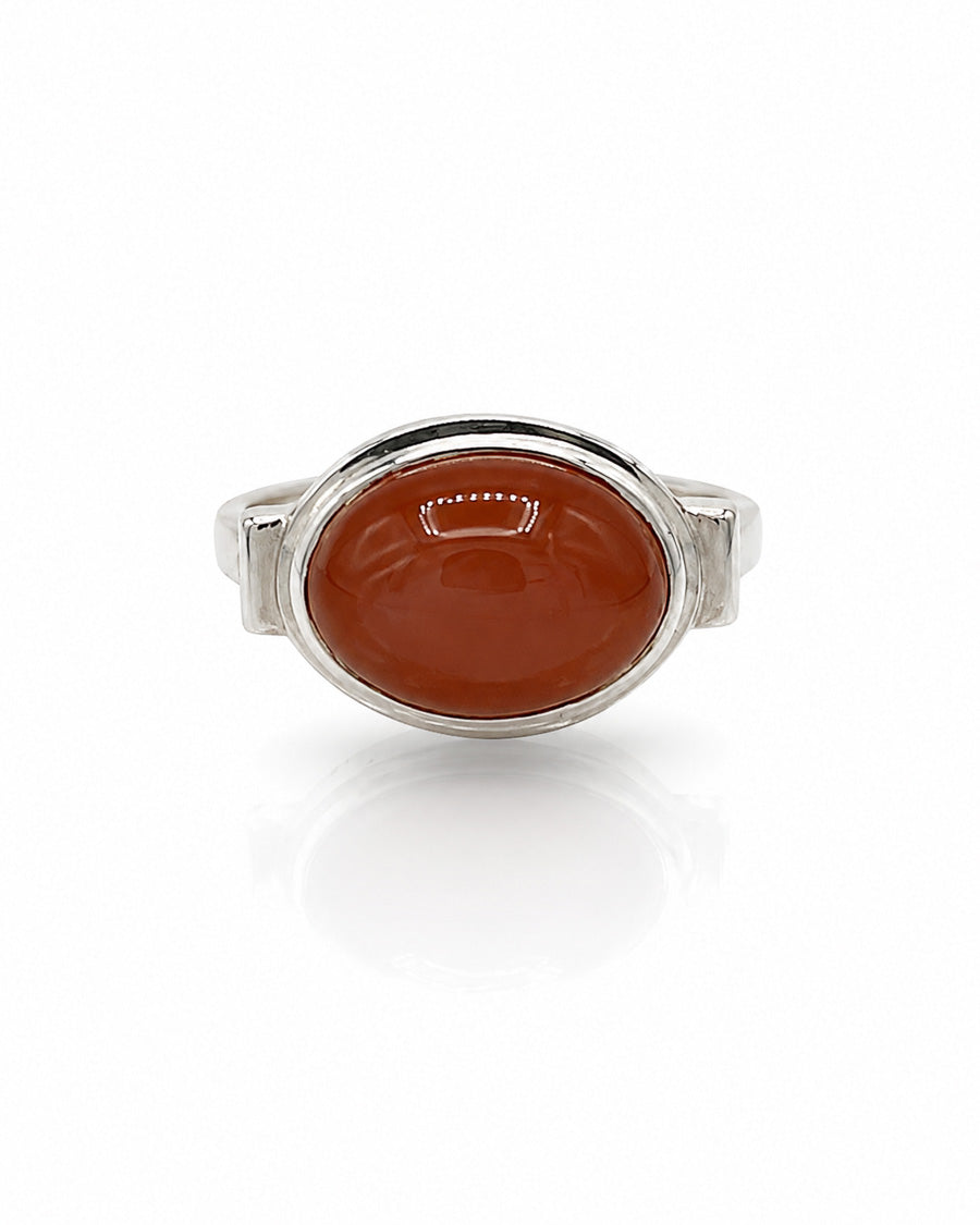 Sterling Silver Ring with Oval Stone in Bezel Mount