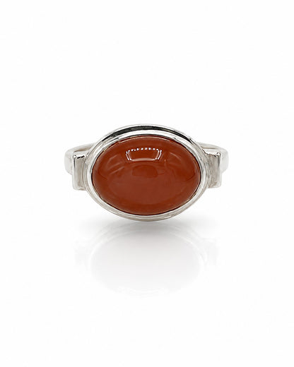 Sterling Silver Ring with Oval Stone in Bezel Mount