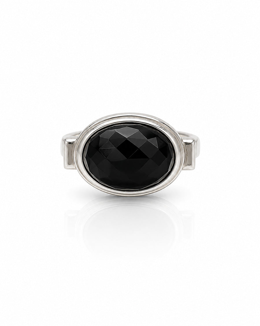 Sterling Silver Ring with Oval Stone in Bezel Mount