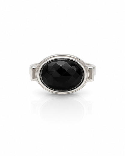 Sterling Silver Ring with Oval Stone in Bezel Mount