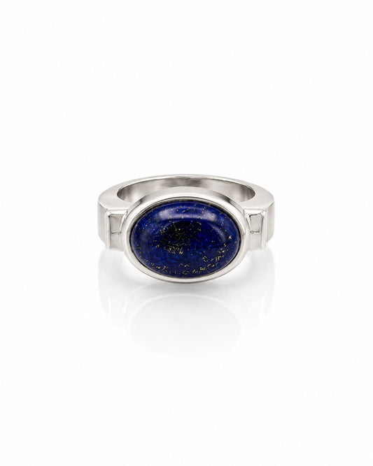 Sterling Silver Ring with Oval Stone in Bezel Mount
