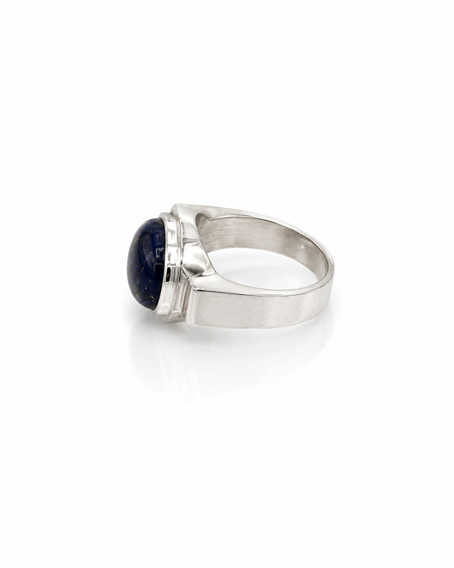 Sterling Silver Ring with Oval Stone in Bezel Mount