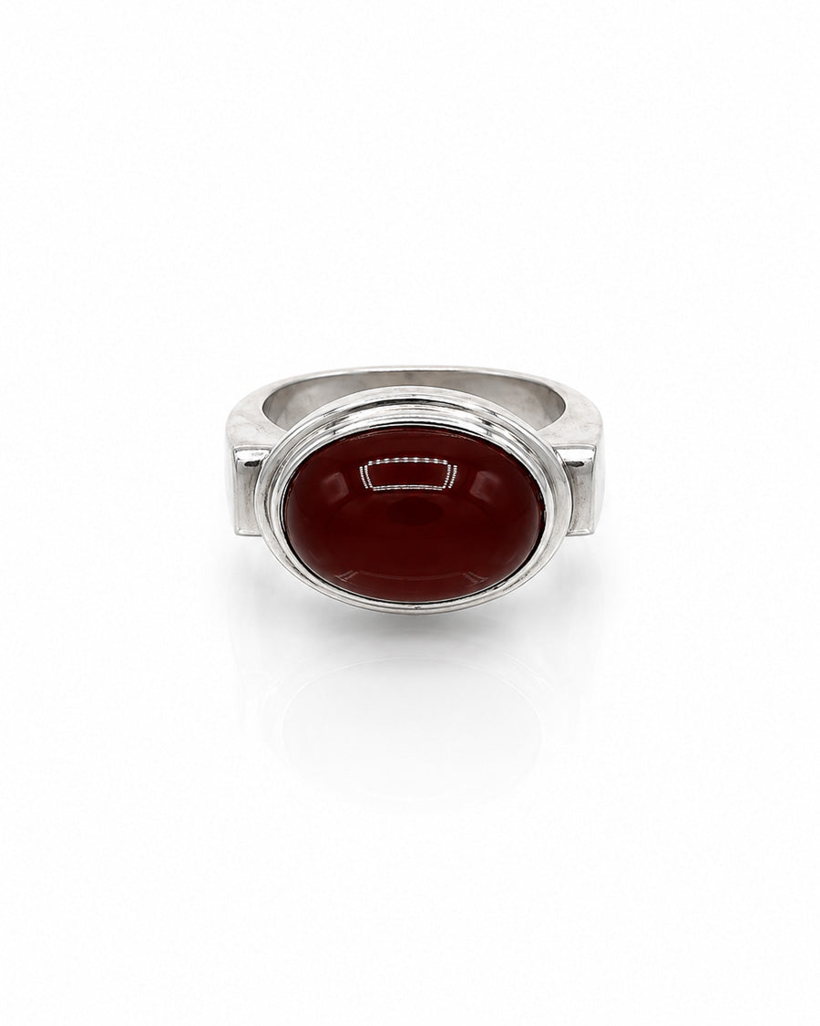 Sterling Silver Ring with Oval Stone in Bezel Mount