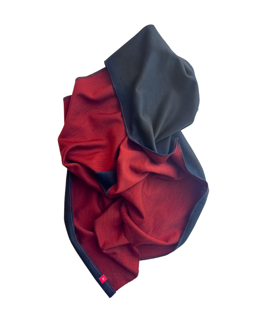 Merino Wool Blend Scarf Black and Red by Alec Laughlin