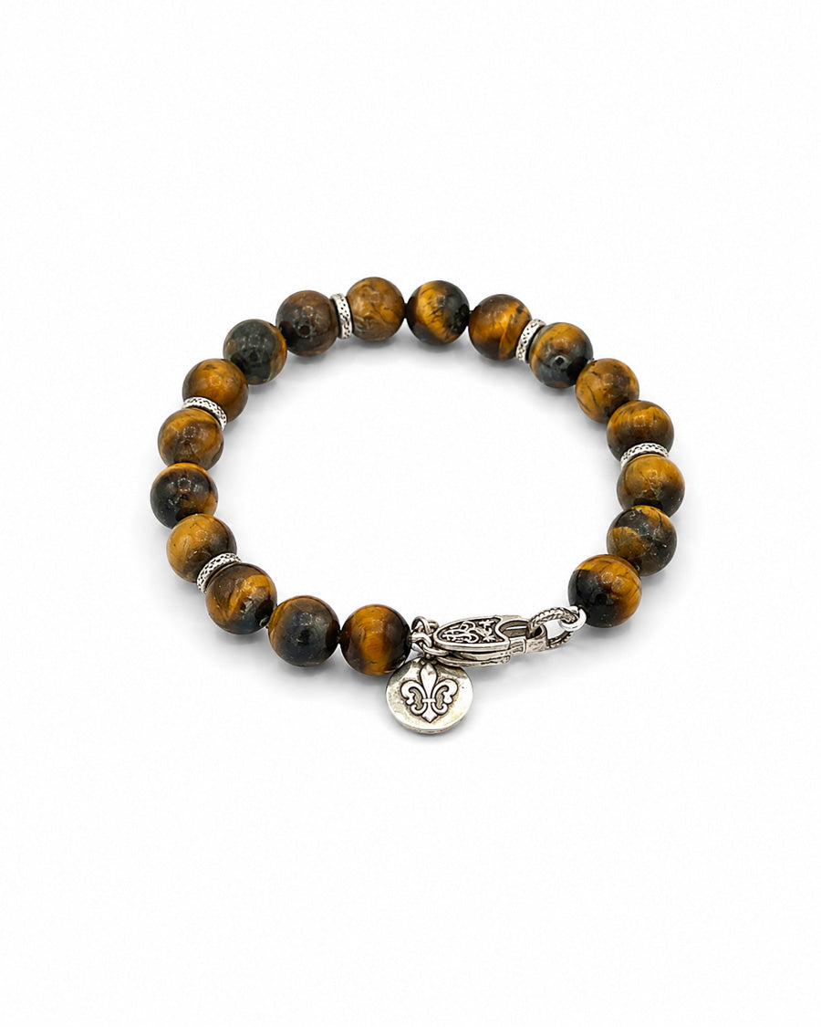 Brown Tiger Eye with Sterling Accents Bracelet