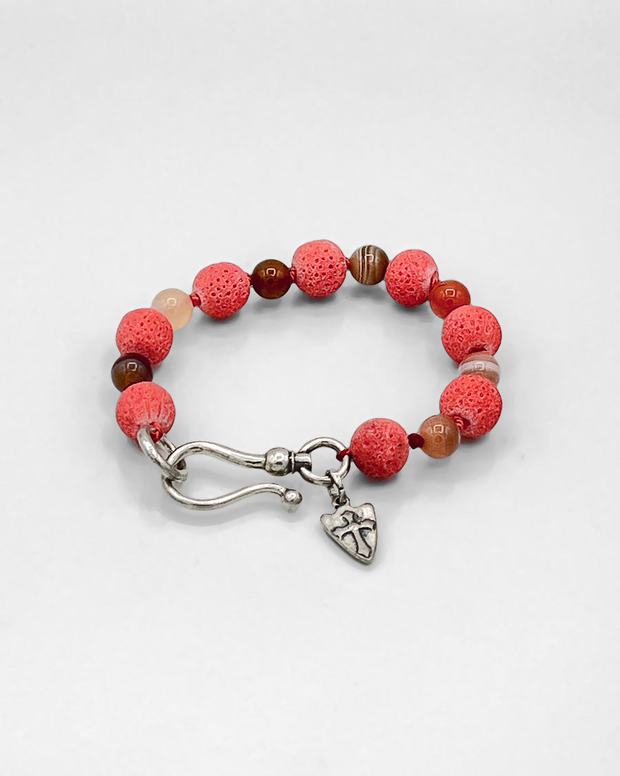 Coral and Sterling Bracelet