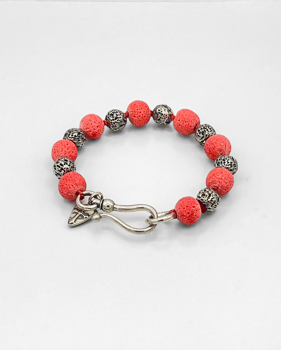 Coral and Sterling Bracelet