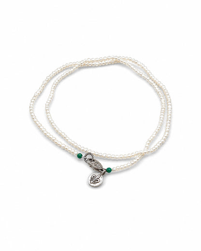 White Pearl with Green Moss Opal Accents