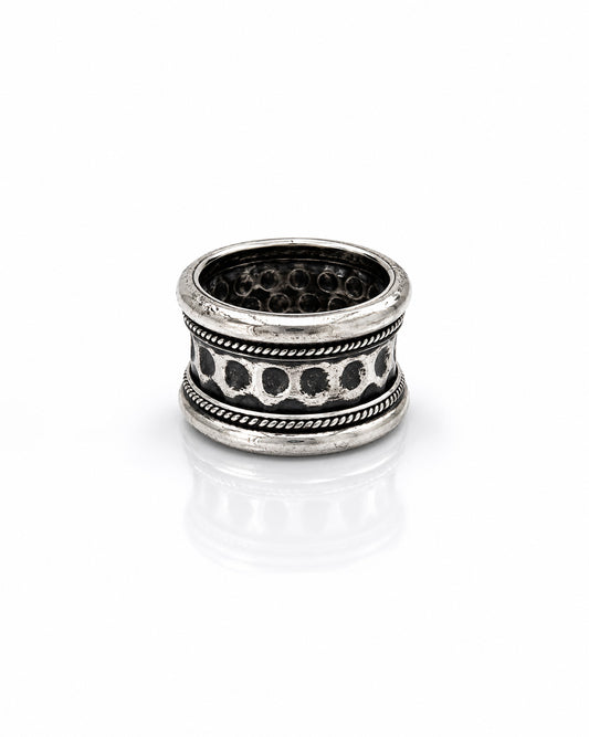 Dotted Barrel Sterling Silver Ring