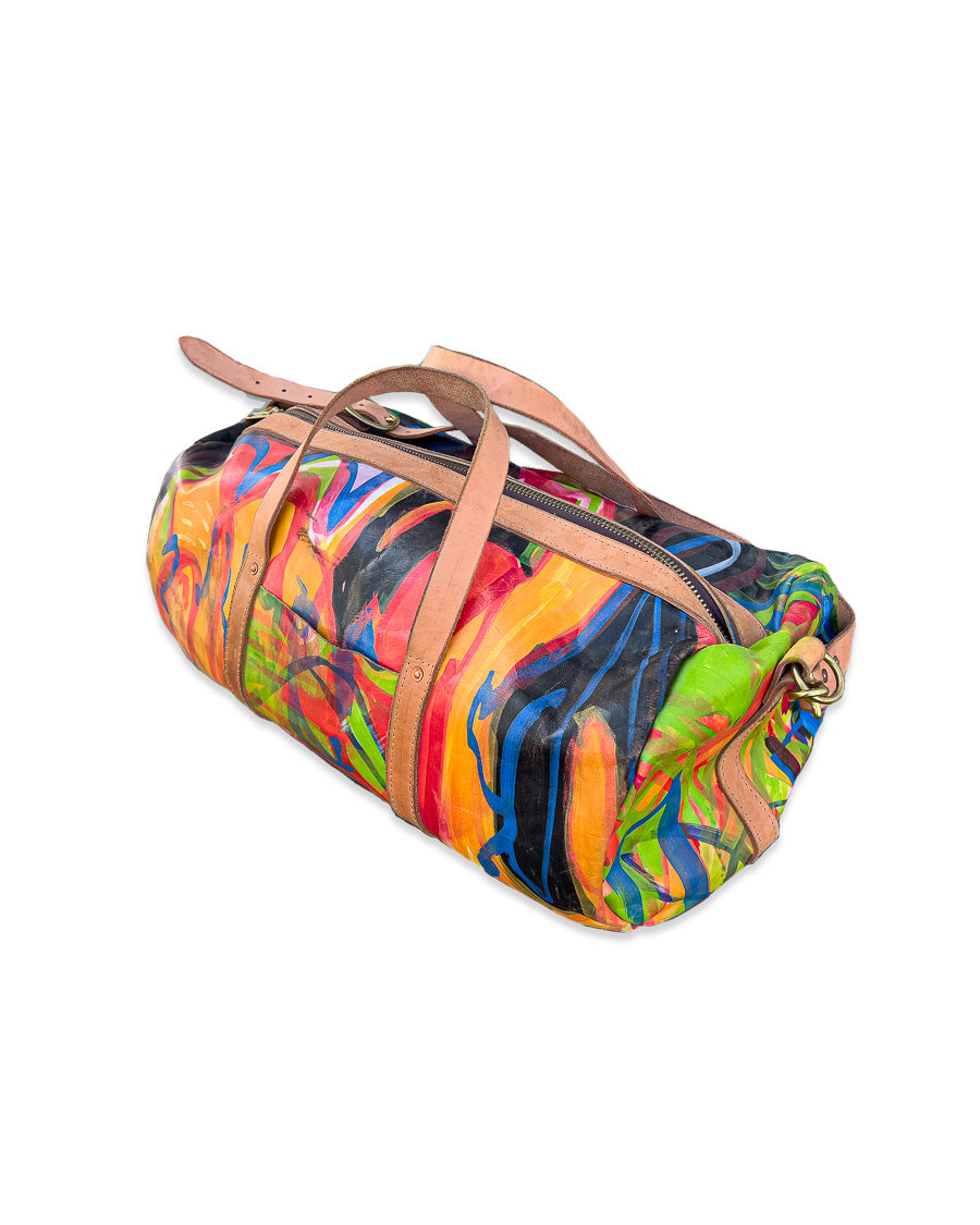 Hand-Painted Leather Duffle Bag