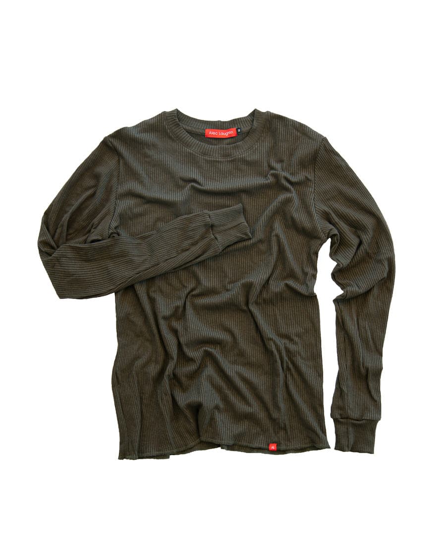 Versatile Long Sleeve Ribbed Crew for Men - Comfortable and Stylish