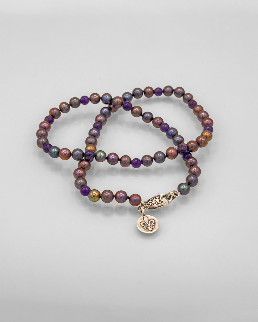 Multi-Colored Freshwater Pearl Necklace with Amethyst