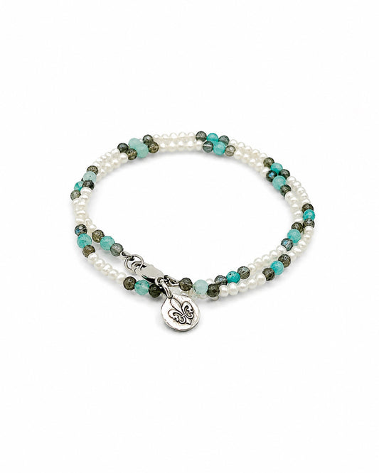 Pearl, Labradorite and Ammonite Beaded Choker