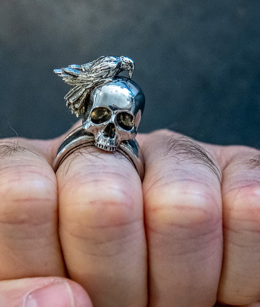 Skull & Crow Ring