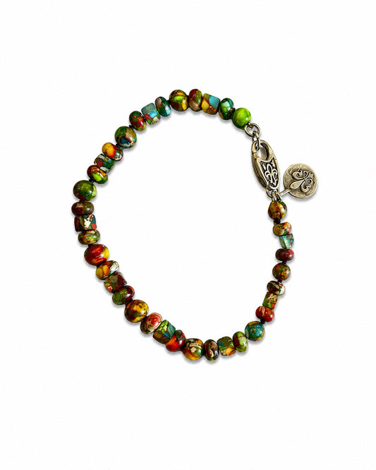 Sphere and Cube Rainbow Jasper Bracelet