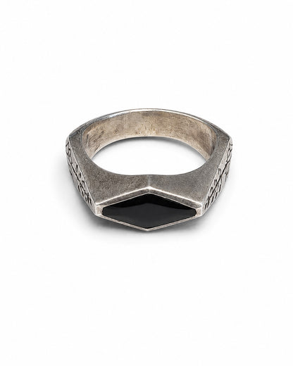 Sterling Silver Ring with Onyx Inlay