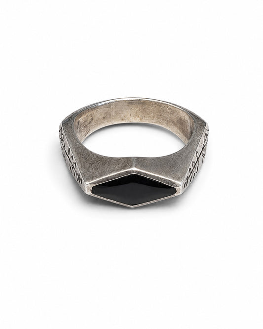 Sterling Silver Ring with Onyx Inlay