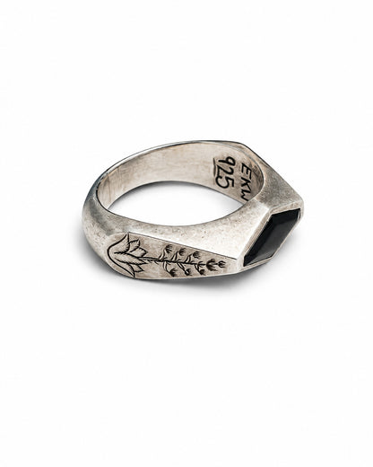 Sterling Silver Ring with Onyx Inlay