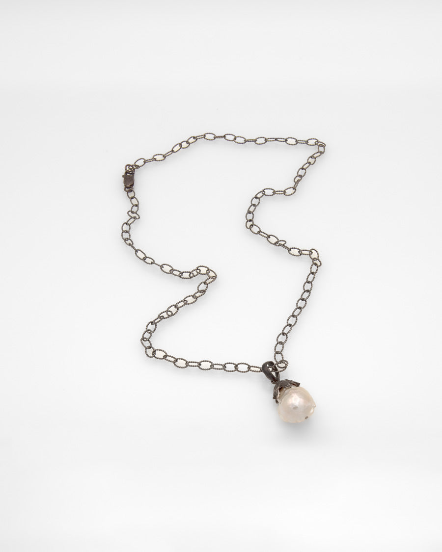 Sterling Silver Baroque Pearl Pendant Necklace