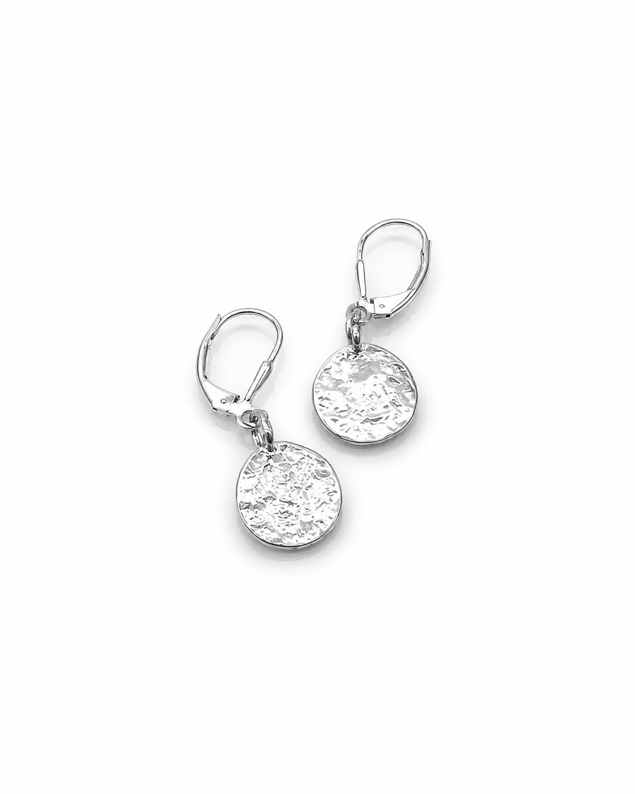 Silver Drop Disc Earrings