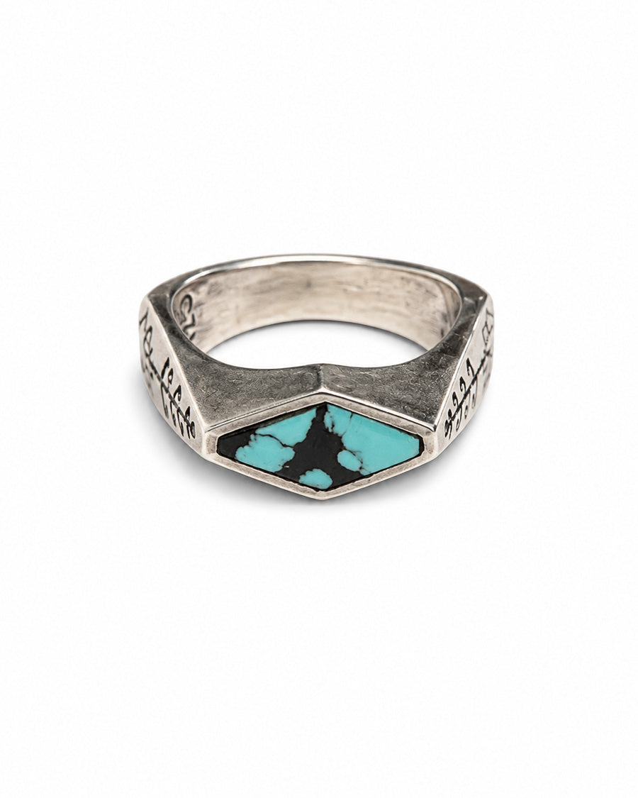 Sterling Silver Ring with Hubei Turquoise Inlay