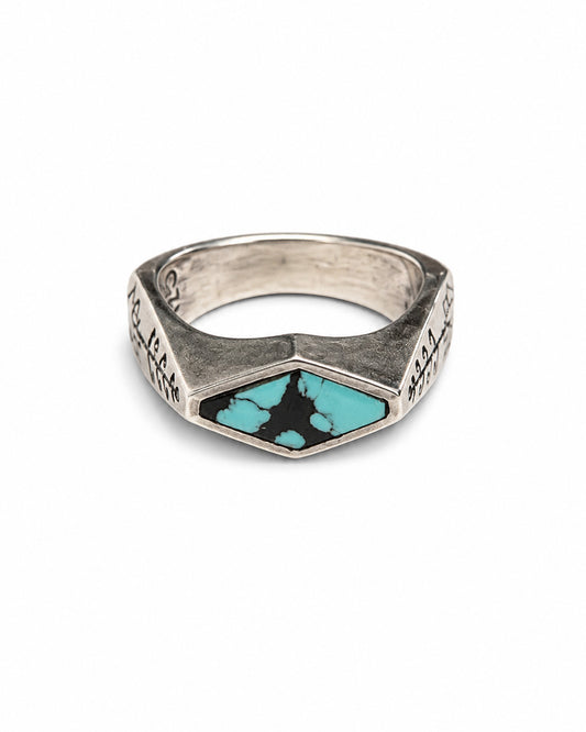 Sterling Silver Ring with Hubei Turquoise Inlay