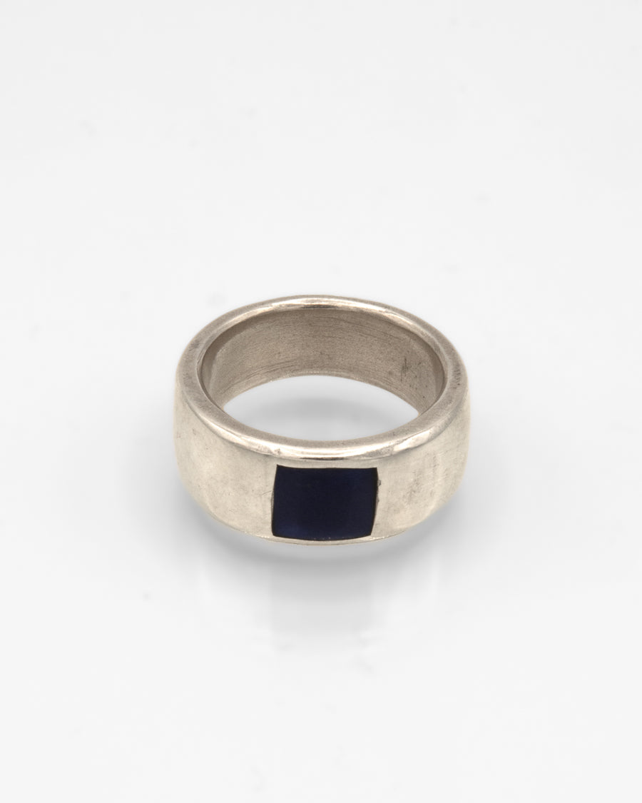Sterling Silver Ring with Square Lapis Inlay
