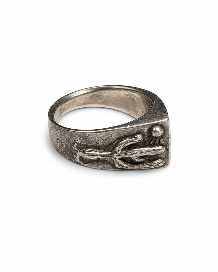 Sterling Silver Ring with Saguaro Motif and Pietersite