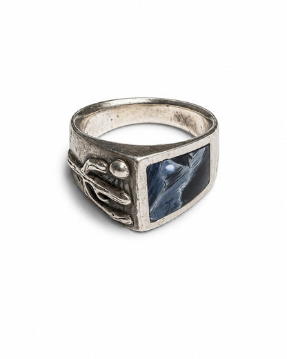 Sterling Silver Ring with Saguaro Motif and Pietersite