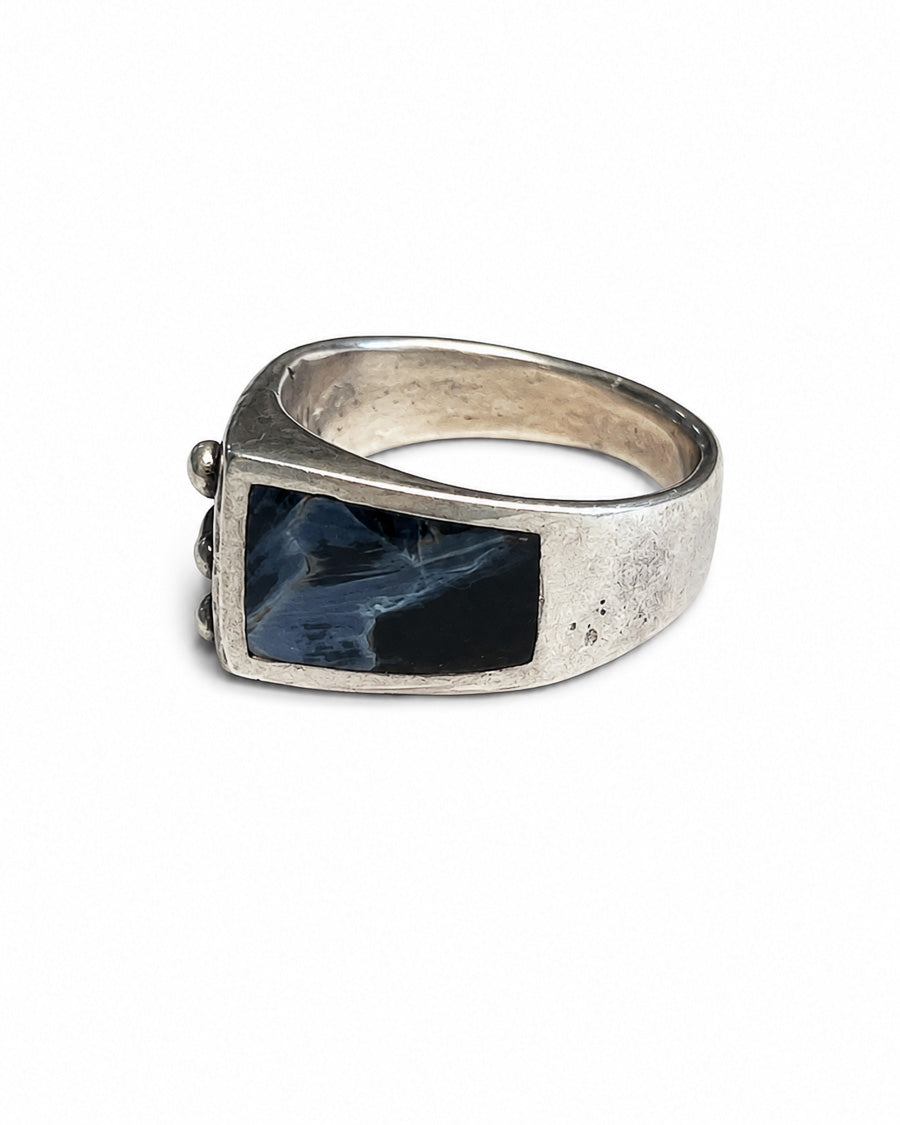 Sterling Silver Ring with Saguaro Motif and Pietersite